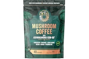 Mushroom Coffee with Lion's Mane & KSM-66 Ashwagandha | Advanced Mushroom Powder Blend with Cordyceps, Shiitake, Lion's Mane, Reishi, Chaga and Vitamin B12 | 100g - 40 Servings | Wiseshrooms