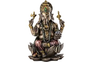 TOP COLLECTION VERONESE Ganesh (Ganesha) hinduski słoń bóg sukcesu prawdziwy brąz posąg odlewany w proszku, 18 cm