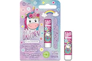 NATURAVERDE Kids -BE A UNICORN Burrocacao Fragola 5ml, Idratante e Protettivo, SPF 15, Ipoallergenico