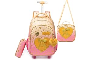 HTgroce Cartable à Roulette Sirène, Set 3 Pièces Sac à Roulette Fille Primaire Scolaire CE2