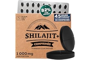 5 elementum Shilajit Pure Himalaya – 90 Comprimés/Tablettes 1000 mg, 82% d’Acide Fulvique | Hautement Dosés, Naturels & Faciles à Avaler | Complément Végétal Testé Eurofins, Sans Additifs