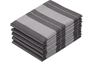 ZOLLNER Set di 5 strofinacci cucina, 100% cotone, 50x70 cm, a righe grige scure