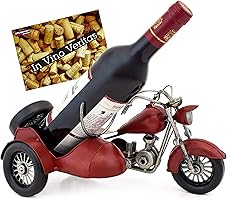 Brubaker Porte-Bouteille de vin - Moto Side-Car - Métal - Carte de vœux Incluse - Idée Cadeau Originale - Objet décoratif