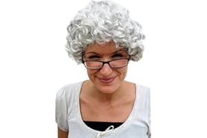 WIG ME UP- PW0035-K309 - Peluca Gris, rizos, Abuela, Abuelita, señora Mayor, anciana, señora Mayor