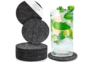 Miqio® Design Filzuntersetzer rund oder eckig für Gläser | Nachhaltige Oekotex Glasuntersetzer aus Filz | 10 Untersetzer für Getränke, Kerzen, Tassen, Bar, Glas | Tisch Deko