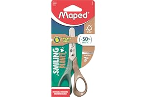 Maped - Ciseaux Vivo Smiling Planet - Ciseaux Responsables pour les Petites Mains gauchers - Anneaux 50% en Fibre de Bois Certifié FSC - Ergonomie 3D - Lame 12cm en Acier Inoxydable - Bouts Ronds