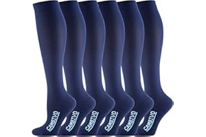 CAMBIVO 6Pares Medias de Compresión Mujer Hombre, Calcetines Compresion 20-30mmHg, Medias de Compresion Varices, para Deporte, Running, Ciclismo, Senderismo, Baloncesto, Fútbol, Viaje Avion