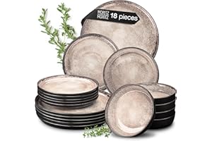 Moritz & Moritz VIDA 18-częściowy zestaw naczyń do 6 osób, nowoczesny, nadający się do drapania, kuchenki mikrofalowej i mycia w zmywarce, serwis