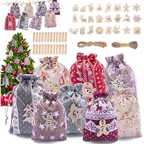 Grand Calendrier De L'Avent Enfant Minimutz - 24 Poches à Remplir Soi-Même Avec Cordon Suspension - Tissu Réutilisable Noël