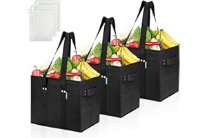 COTTARA Torba na zakupy premium, składana, 3 sztuki – stabilny kosz na zakupy wielokrotnego użytku ze składanym wzmocnionym dnem, w zestawie 3 x siatka na owoce i warzywa – 38 x 23 x 31 cm, szara