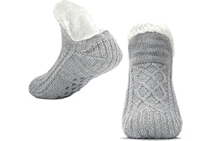TOLUMO Slipper Socks for Women Men Warm Holding Sock Non Slip Knitted Thick Sherpa Fleece Lined Cosy Winter Fluffy Bed Slippers Suitable for Indoor Home House Floor