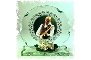 CELLINI Francis Rossi 'Green Mood' Status Quo, Photo Cut Glass Round Frame Plaque Special Occasion Limited Edition