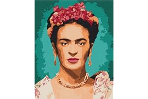 Artnapi Dipingere con i Numeri Adulti Senza Telaio | Fai da Te Dipinto a Mano | Lo sguardo di Frida | Kit per Principianti e Adulti | Set Incluso Colori Acrilici & Pennelli | Tela 40x50 cm