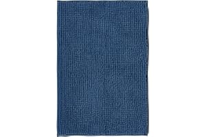 ‎DECOMIRA Decomira Badematte rutschfest | Als Badteppich Set kombinierbar | Badezimmer-Teppich Bad-Vorleger waschbar aus Chenille | Duschvorleger für Dusche, Badewannen, WC Deko | Blau - 50x80 cm