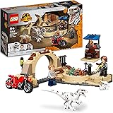 LEGO Jurassic World Atrociraptor: Inseguimento sulla Moto, con Dinosauro Giocattolo e 2 Minifigure, Giochi per Bambini e Bamb