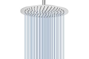 Rain Shower Head, Voolan 10" Round High Pressure Shower Heads, 304 Stainless Steel Luxury Modern Chrome Look, Universal Wall and Ceiling Mount