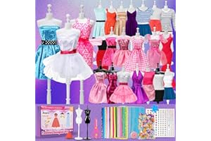 Anpro 650+ Pcs Fashion Designer Kit for Girls with 2 Mannequins,DIY Arts & Crafts Kit for Girls,Doll Clothes Making Sewing Kit Age 6-12 Toys