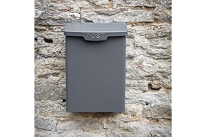 Letterbox Mailbox Post Box Wall Mounted Lockable - by CKB LTD Secure Mail Storage Produced in Powder Coated Steel Metal Outdoor External Vintage | for Envelopes 39.5 x 28.6 x 17.5cm (Charcoal)