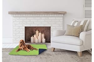 ITALIAN BED LINEN Elegant Cojín para Perros, Verde Manzana y Azul Oscuro, 60x100cm