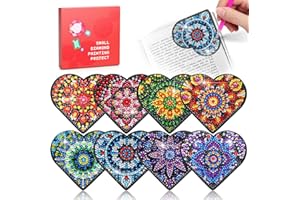 CharySim 8 Pcs Diamond Art Painting Bookmarks with Crystal Dimond Art Kits and Crafts Kits for Adults Women Gifts Heart