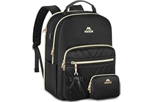 MATEIN Mochila Mujer Casual 17 Pulgadas, Mochila Antirrobo Mujer Impermeable Ligera y Elegante Multibolsillos con Puerto USB y Extra Bolsa Organizadora para Trabajo Uso Diario y Viajes, Negro