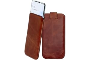 Suncase Etui Tasche kompatibel mit Google Pixel 7 Pro Hülle mit ZUSÄTZLICHER Case/Schale/Bumper Lasche mit Rückzugfunktion Handytasche Ledertasche Schutzhülle in Mocca braun