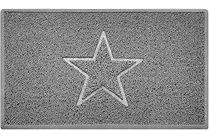 Nicoman Wycieraczka pod drzwi wejściowe w kształcie gwiazdy, nadająca się do prania, bariera, wycieraczka do wewnątrz lub na zewnątrz - (średnia, szara, 75 x 44 cm)