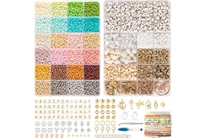 WLIAGYE Perlen Set 3mm Selber Machen Perlen für Armbänder,mit Holzperlen Buchstabenperlen Kit, Charm Geschenkeidee für DIY Bastelset Armband Schmuckherstellungs Set für Weihnachten,Partys,Feiertage