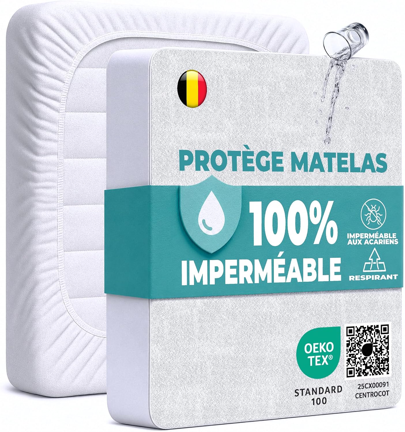 Protège Matelas 90x200 cm Alèse Impermeable Drap Housse en Coton et Microfibre Protection Lit pour Adulte et Bebe Alaise pour Incontinence Anti-Acarien Couvre-Matelas Pipi Lavable en Machine