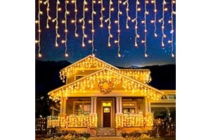 EcoNour Icicle Lights Outdoor Christmas Lights 1000 LED 35M Warm White Decorations String Fairy Lights with Timer for Xmas Garden & Party | Mains Powered Clear Cable