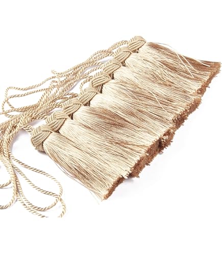 Fenghuangwu Set van 8 elegante polyester kwastjes kleurrijke ambachtelijke kwastjes bedels sleutel kwastje doe-het-zelf accessoires (beige