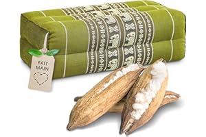 Livasia Coussin Yoga carré Bloc - 17x34x12cm - Coussin de méditation kapok, Coussin de Soutien Bolster rectangulaire, Accessoires Yoga Pilates Coussin cale-Nuque, Fait Main