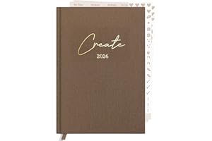 ‎KIND OF HAZEL KIND OF HAZEL® Terminplaner 2026 Organizer A5 Hardcover mit Goldfolienprägung & 2 Stickerbögen | Kalender Wochenplaner Monatsplaner Tagebuch Journal für Erwachsene Brown