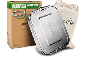 BLOCKHÜTTE Blockhuette Lunch box ze stali nierdzewnej premium I 1200ml I dla dzieci, z przegródkami oraz wymienną uszczelką I Pojemnik utrzymujący swieżość z przegrodą jest odporny na przeciekanie