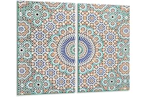 TMK ARTDEKO TMK - Placa protectora de vitrocerámica 2 x 30 x 52 cm 2 piezas cocina eléctrica universal para inducción protección contra salpicaduras tabla de cortar de vidrio templado como decoración Mosaico