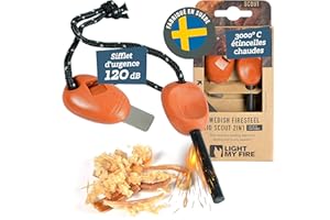 Light My Fire Allume Feu Survie - Pierre à Feu avec Tige de Ferrocérium - Fire Steel - Équipement de Bushcraft - Allume Feu au Magnésium 2-en-1 pour Feux de Camp 3000 Utilisations