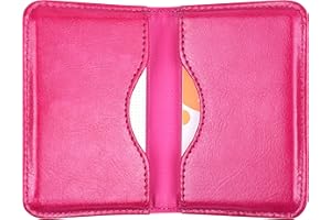 wisdompro Porta Tarjetas Ultrafino, Tarjetero con Cierre Magnético para Tarjetas de Visita, Tarjetas de Crédito, Documentos de Identidad y Tarjetas de Membresía (Rosa Fuerte)