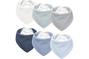 Susurration Babero para bebé triangular de muselina, pañuelo para el cuello para niño y niña, babero ajustable para bebé, 6 unidades, Marrón Rosa, Talla única
