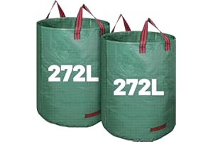 DNTORX 2 Pack 272L Large Garden Bag with Handles, Heavy Duty Garden Waste Bags,Reusable Green Sacks for Collecting Grass, Leaves Debris