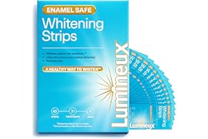 Oral Essentials Lumineux Teeth Whitening Strips- 21 Treatments Dentist Formulated and Certified Non Toxic - Sensitivity Free - NO Artificial Flavors, Colors, and SLS Free