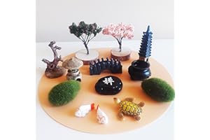 ZEN&TAO Miniature Desktop Zen Garden Accessories, DIY Zen Garden Fairy Garden Miniatures, 12pcs Zen Themed Figures, Japanese Gift Idea, Terrarium, Dollhouse, Bonsai Decorative Craft Kit (12 items)