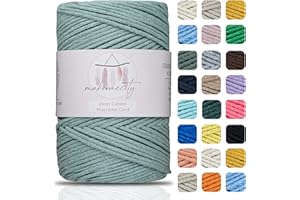 Makromecity, Cotton Macrame Cord 2mm x 195 Yards (590 feet) 2mm Recycled Cotton Crochet Yarn for Macrame Art & Crafts for Wall Hangings, Bags, Underplate, Rug (25 Colors Available) (Crepe Green)