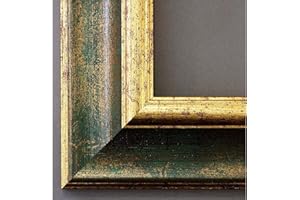 Artecentro cornice dorata per quadri - oro/colore con o senza passepartout in legno-varie misure (oro/verde, 40 x 40 + passepartout)