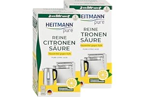 ‎HEITMANN PURE HEITMANN pure Reine Citronensäure: Ökologischer Bio-Entkalker - Pulver, 2x 350 g
