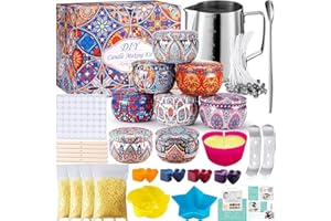 SUMIREN BEYAOBN Set zur Herstellung von Wachskerzen, Basteln, Geschenkbox, DIY, DIY, Kerzen, Sojawachs, 8 Kerzenschachteln, 30 Kerzendochte, Fertigungsglas, 30 Dochtaufkleber