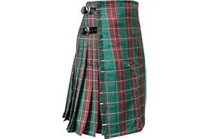 H HIGHLAND REDSTONE Highland Redstone Traditional Tartan Kilt for Men I Polyviscose 8 Yard Scottish Mens Kilt