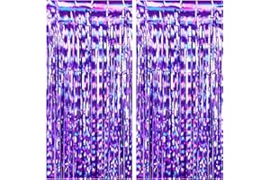 Drucilla 2 Pezzi Tende Metalliche Tinsel, Foil Tenda a Frange Scintillante Shimmer, Tenda Frange per Matrimoni, Compleanni, Bachelorette Party, 1m x 2m, Viola