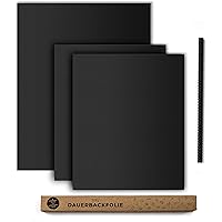 tastory® - Schwarze hochwertige Dauerbackfolie für Backofen (3er Set) 40x33cm & XXL 50x40cm & Hitzeschutzleiste…