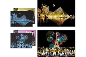 SiYear Scratch Paper Rainbow Painting Sketch, City Series Night Scene, Scratch Painting Creative Prezent, Scratchboard dla dorosłych i dzieci z 4 narzędziami