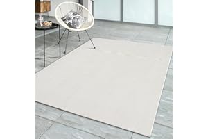 the carpet Mistra - robusto tappeto per esterni, resistente alle intemperie e ai raggi UV, adatto a balcone, terrazza, giardino d'inverno o cucina e sala da pranzo, crema, 160x220 cm